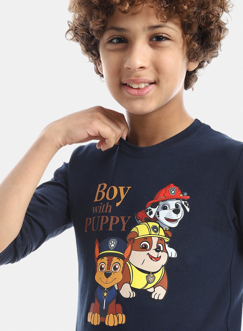 Andora Boys Printed Long-Sleeve Shirt_Navy Blue - Image 3